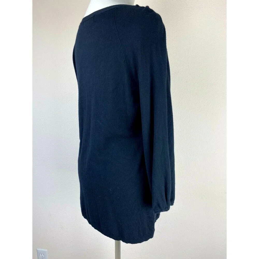 MK Black Knit Flared Balloon Sleeve Top Size M Quiet Luxury Boho Romantic